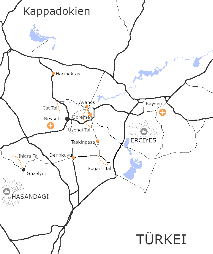Karte Kappadokien Tour