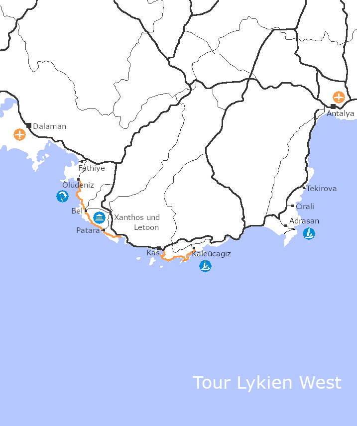 Karte Lykischer Weg West